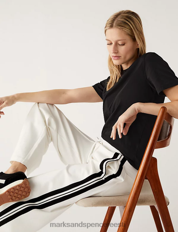Riietus ee Marks & Spencer naised puhtast puuvillast moodne T-särk must NZTRN2499