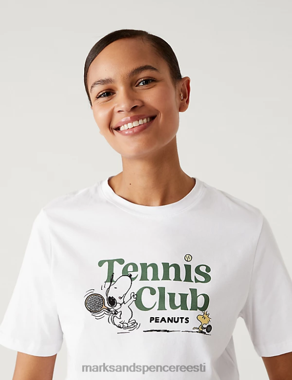 Riietus ee Marks & Spencer naised puhtast puuvillast snoopy t-särk valge NZTRN3097