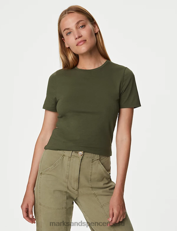 Riietus ee Marks & Spencer naised puuvillane rikas slim fit T-särk jahimees roheline NZTRN1810