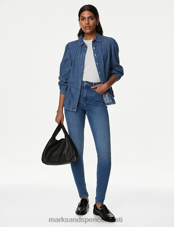 Riietus ee Marks & Spencer naised ivy kitsad teksad keskmine sinine NZTRN3415
