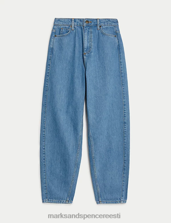 Riietus ee Marks & Spencer naised lõdvestunud kõrge vöökohaga sirge säärega teksad chambray NZTRN990