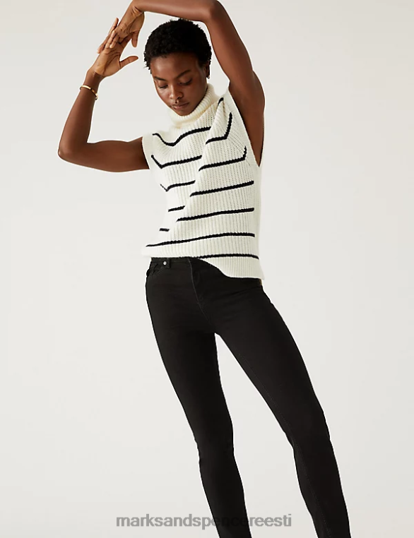 Riietus ee Marks & Spencer naised liily slim fit venivad teksad must segu NZTRN2353