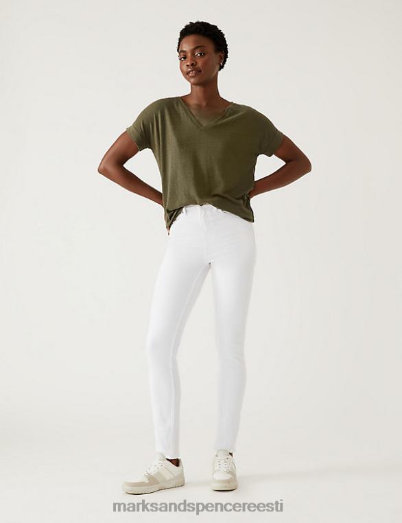 Riietus ee Marks & Spencer naised liily slim fit venivad teksad pehme valge NZTRN2727