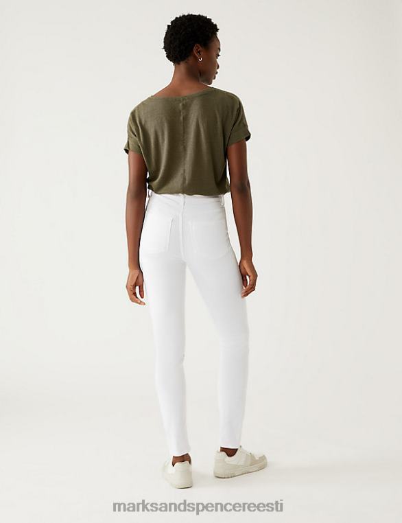 Riietus ee Marks & Spencer naised liily slim fit venivad teksad pehme valge NZTRN2727