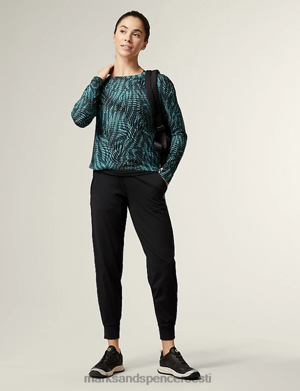 Riietus ee Marks & Spencer naised 2-in-1 pikkade varrukatega topp kaelusega tume türkiissinine NZTRN3220