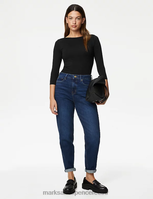 Riietus ee Marks & Spencer naised 2 tk puuvillast rikas slim fit topid must NZTRN1774