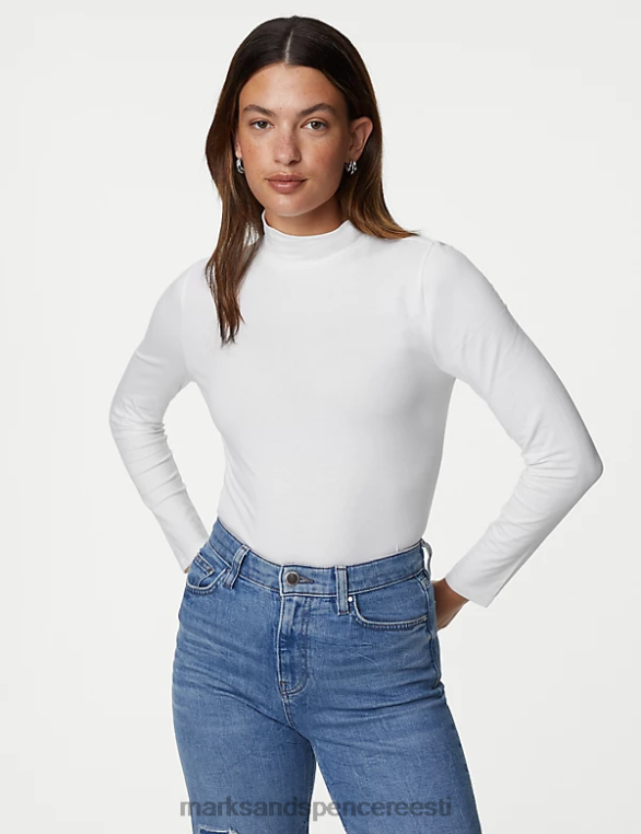 Riietus ee Marks & Spencer naised 2 tk puuvillast rikas slim fit topid must segu NZTRN2719