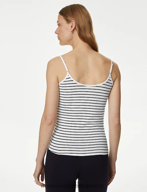 Riietus ee Marks & Spencer naised 2pk puuvillast rikkalikult slim fit cami topsid mereväe segu NZTRN3069