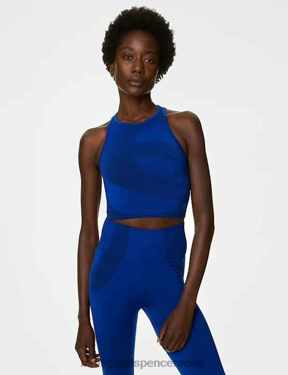 Riietus ee Marks & Spencer naised kühvelkaela õmblusteta liibuv crop top koobalt NZTRN2759