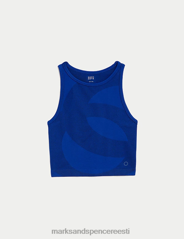 Riietus ee Marks & Spencer naised kühvelkaela õmblusteta liibuv crop top koobalt NZTRN2759