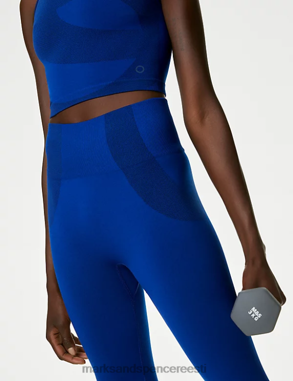 Riietus ee Marks & Spencer naised kühvelkaela õmblusteta liibuv crop top koobalt NZTRN2759
