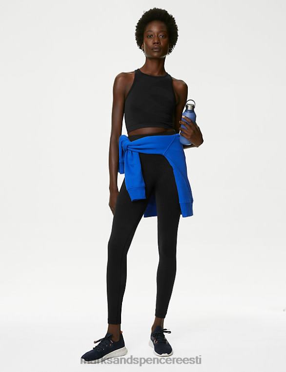 Riietus ee Marks & Spencer naised kühvelkaela õmblusteta liibuv crop top must NZTRN2760