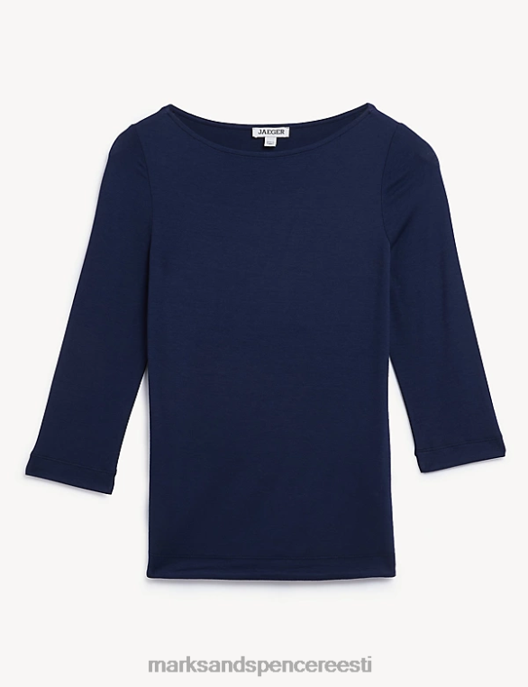 Riietus ee Marks & Spencer naised kaldkaelusega 3/4 varrukatega ülaosa merevägi NZTRN2684