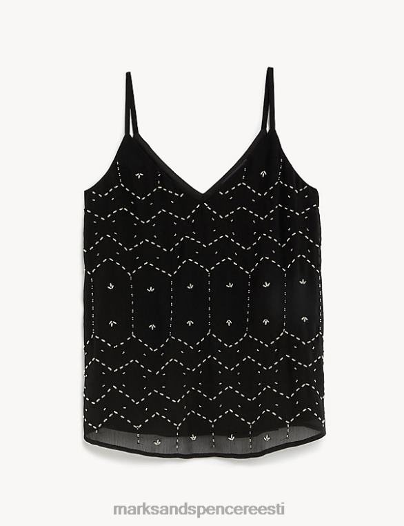 Riietus ee Marks & Spencer naised kaunistatud cami top must NZTRN2213