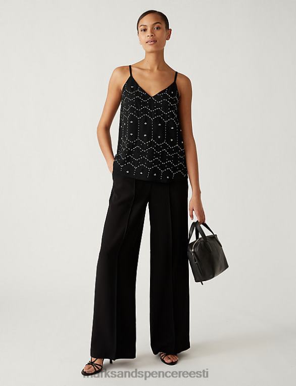 Riietus ee Marks & Spencer naised kaunistatud cami top must NZTRN2213