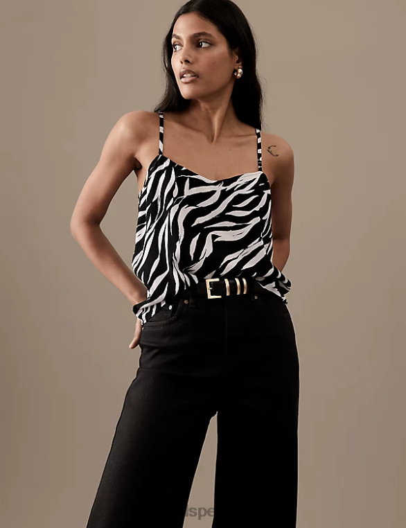 Riietus ee Marks & Spencer naised kuprorikas loomaprindiga cami top must segu NZTRN2979