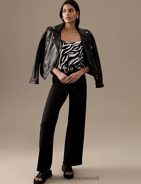 Riietus ee Marks & Spencer naised kuprorikas loomaprindiga cami top must segu NZTRN2979
