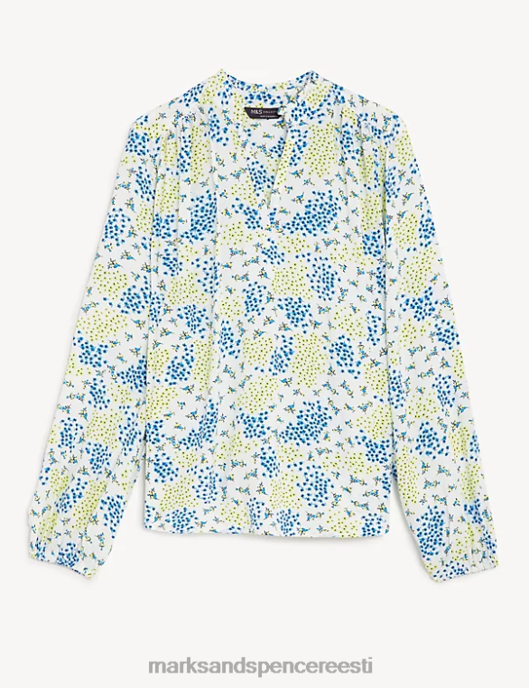 Riietus ee Marks & Spencer naised lilleline v-kaelusega popover pluus kollane segu NZTRN1039