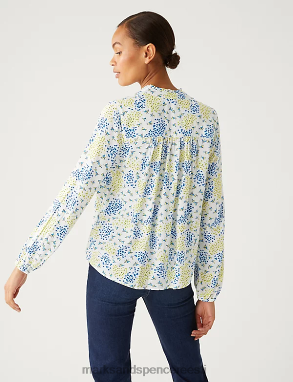 Riietus ee Marks & Spencer naised lilleline v-kaelusega popover pluus kollane segu NZTRN1039