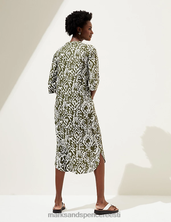 Riietus ee Marks & Spencer naised linane rikkaliku trükiga v-kaelusega tuunika valge segu NZTRN2129