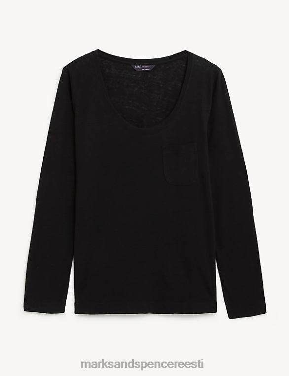 Riietus ee Marks & Spencer naised linasegust kühvel kaelus must NZTRN2850