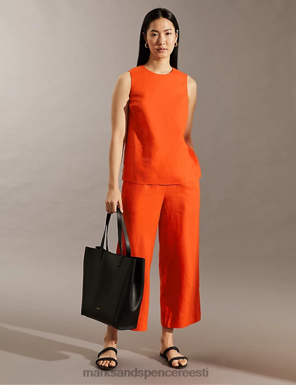 Riietus ee Marks & Spencer naised puhtast linasest koorega top punane NZTRN1499