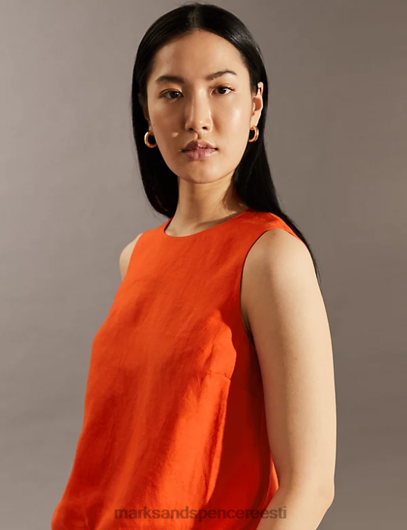 Riietus ee Marks & Spencer naised puhtast linasest koorega top punane NZTRN1499