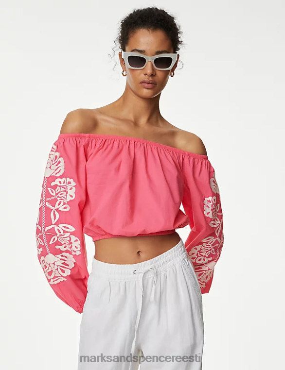 Riietus ee Marks & Spencer naised puhtast puuvillast bardot rannatopp närimiskumm NZTRN1377