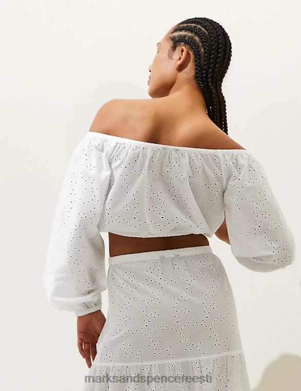 Riietus ee Marks & Spencer naised puhtast puuvillast broderie õlapealt valge NZTRN2594