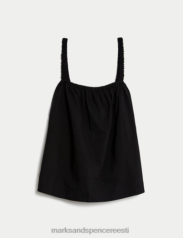 Riietus ee Marks & Spencer naised puhtast puuvillast cami top must NZTRN700