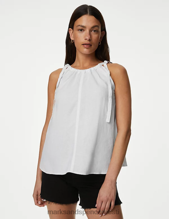 Riietus ee Marks & Spencer naised puhtast puuvillast cami top pehme valge NZTRN2486