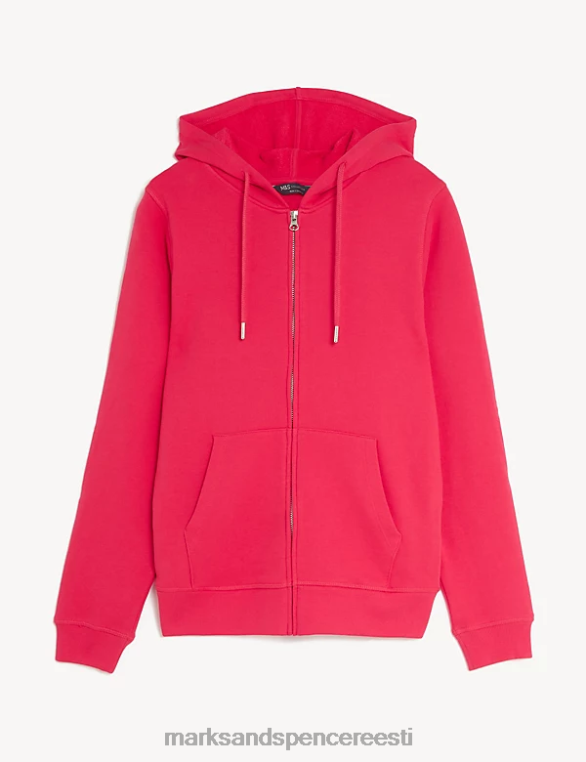 Riietus ee Marks & Spencer naised puhtast puuvillast lukuga kapuuts erepunane NZTRN2714