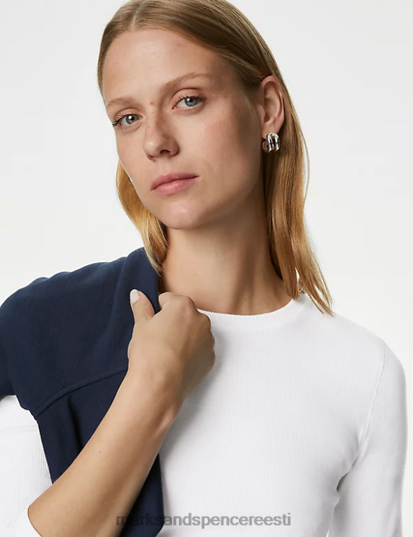 Riietus ee Marks & Spencer naised puuvillane soonik topp pehme valge NZTRN585