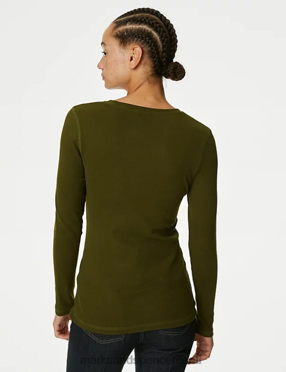 Riietus ee Marks & Spencer naised puuvillane soonik topp tume khaki NZTRN258