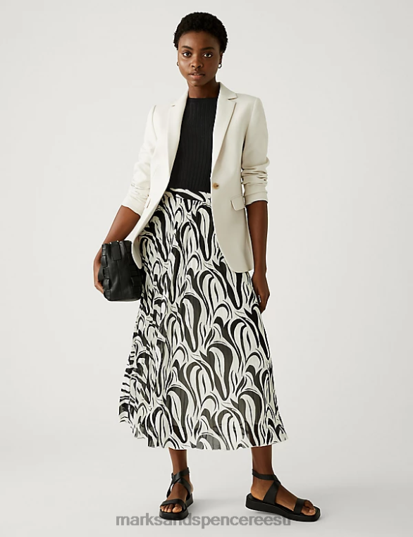 Riietus ee Marks & Spencer naised soonik kaelusega liibuv kootud vest must NZTRN687