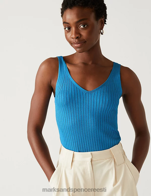 Riietus ee Marks & Spencer naised soonikkoes v-kaelusega kootud vest laguun NZTRN1611
