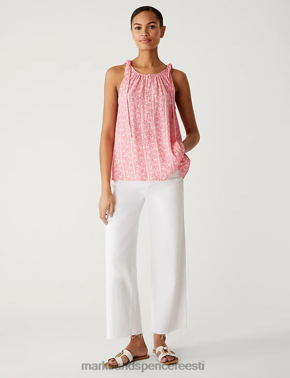 Riietus ee Marks & Spencer naised trükitud cami top roosa segu NZTRN2984