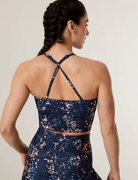 Riietus ee Marks & Spencer naised trükitud rihmaga rist seljaga crop top särav korall NZTRN2855