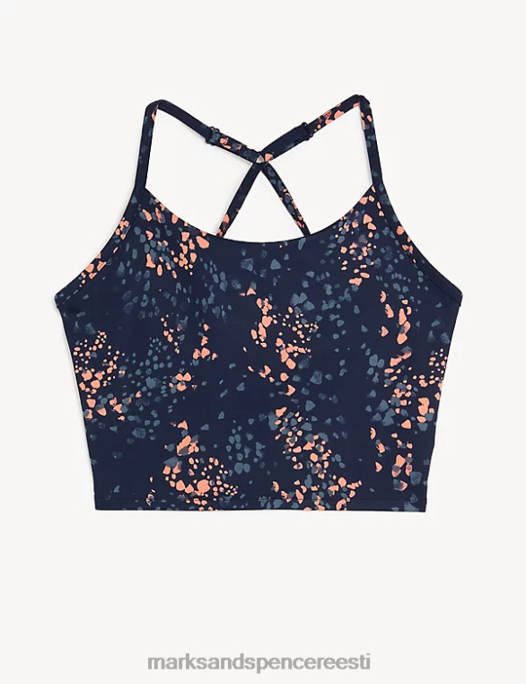Riietus ee Marks & Spencer naised trükitud rihmaga rist seljaga crop top särav korall NZTRN2855