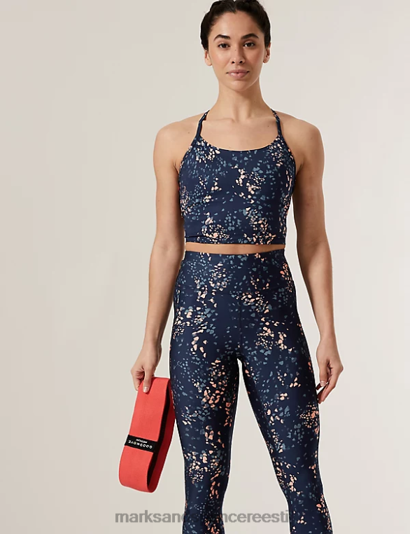 Riietus ee Marks & Spencer naised trükitud rihmaga rist seljaga crop top särav korall NZTRN2855
