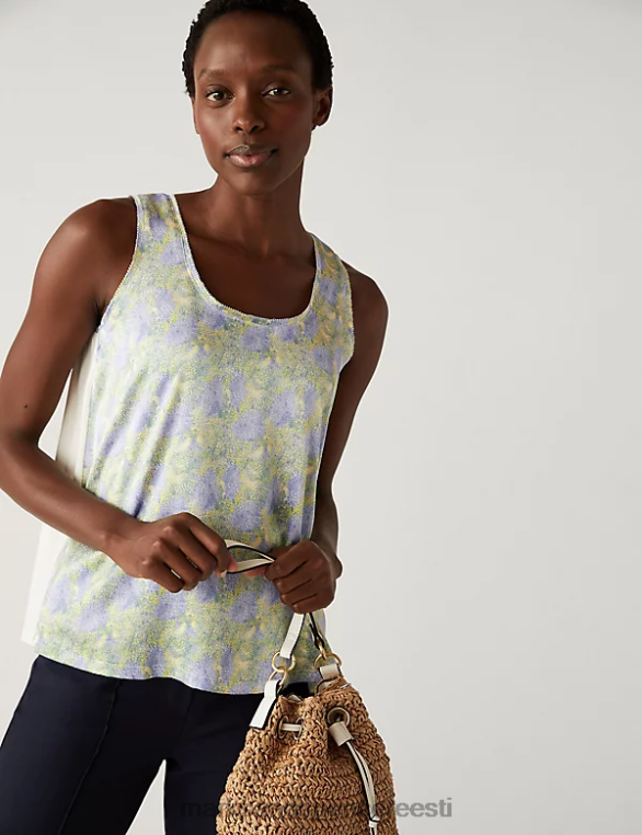 Riietus ee Marks & Spencer naised trükitud tavaline fit cami top lilla segu NZTRN1367