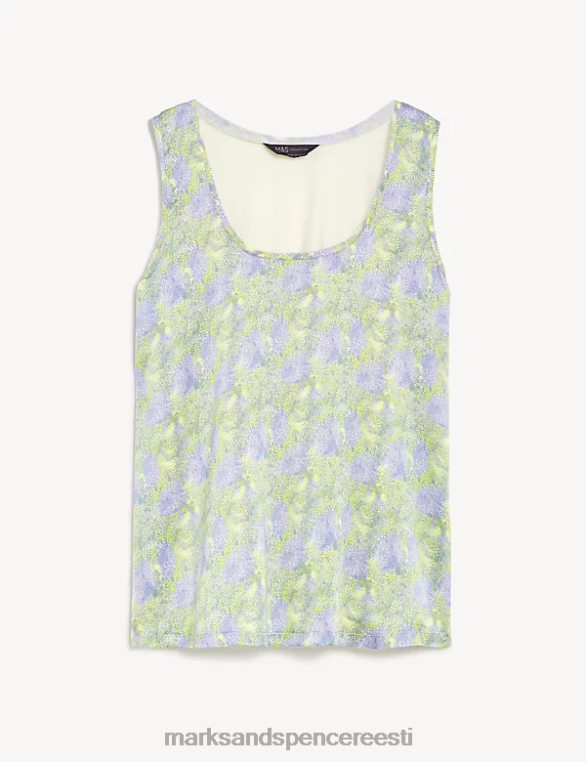 Riietus ee Marks & Spencer naised trükitud tavaline fit cami top lilla segu NZTRN1367