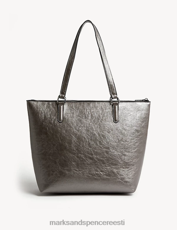 tarvikud ee Marks & Spencer naised Kunstnahast Croc-efektiga kandekott metallist NZTRN1101