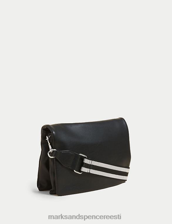 tarvikud ee Marks & Spencer naised kunstnahast messenger cross body kott must NZTRN2748