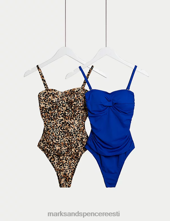 ujumisriided ja rannariided ee Marks & Spencer naised 2pk kõhukontrolliga bandeau ujumistrikoo elektrisinine NZTRN2704