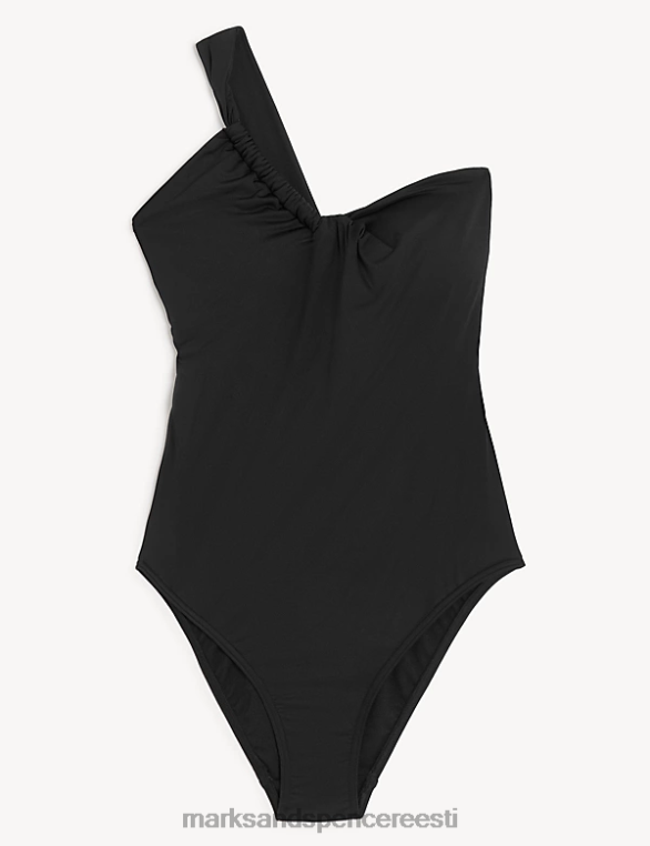 ujumisriided ja rannariided ee Marks & Spencer naised ruched ühe õlaga ujumistrikoo must NZTRN2918